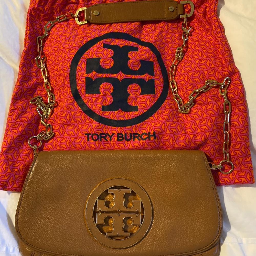 Tory Burch tan Reva clutch